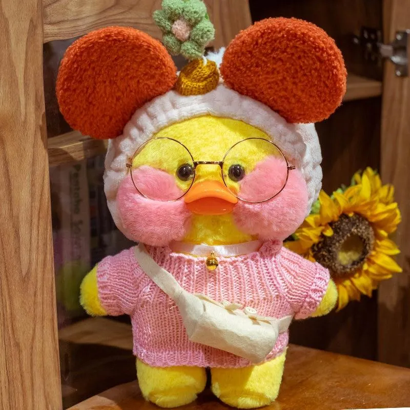 30cm Cute Plushie Lalafanfan Yellow Duck Stuffed Animals Soft Plush Toys for Girls Kids Kawaii Doll Birthday Christmas Gift