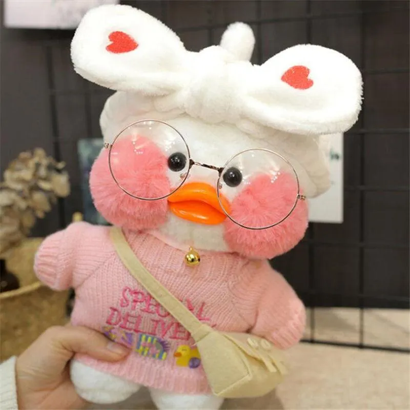 30cm Cute Plushie Lalafanfan Yellow Duck Stuffed Animals Soft Plush Toys for Girls Kids Kawaii Doll Birthday Christmas Gift