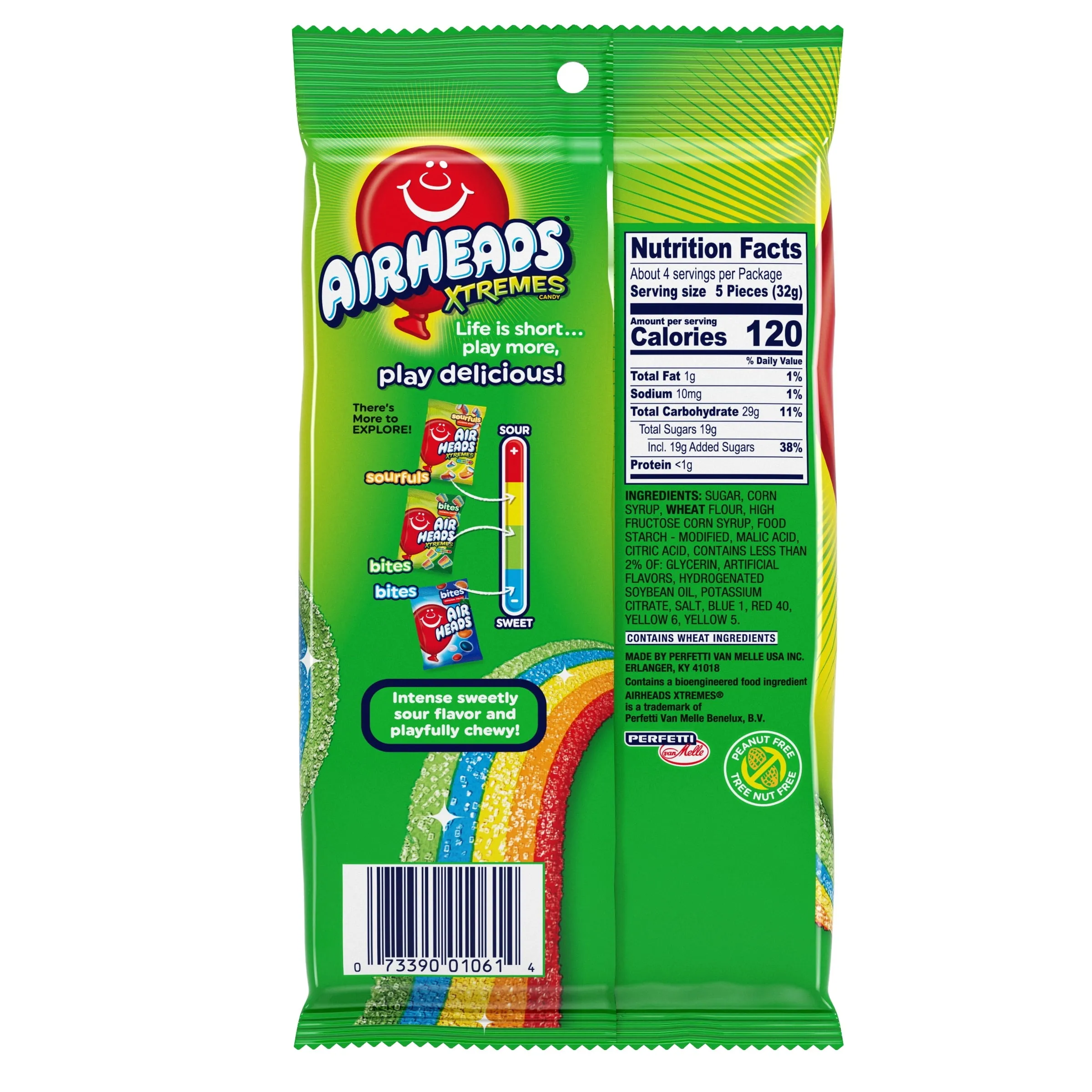 Airheads Xtremes Belts Candy, Rainbow Berry, 4.5 oz