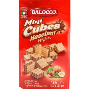 BALOCCO CUBES HAZELNUT WAFERS 125GM POUCH