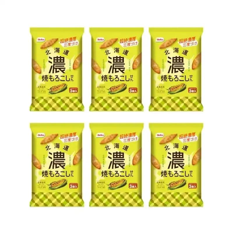 Befco Roasted Hokkaido Corn Flavor Senbei Oval Rice Crackers 51g (Pack of 6)