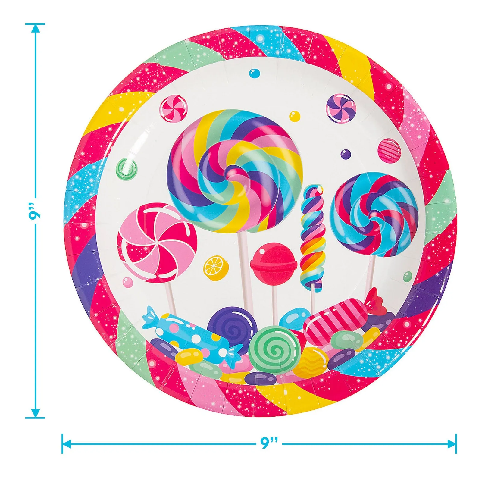 Candy Party Lollipop and Sweets Paper Dinner Plates and Napkins (Serves 16)