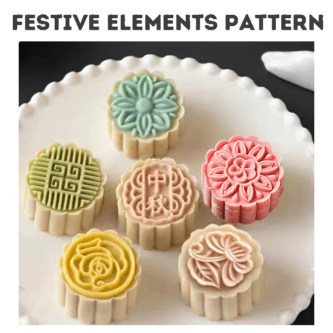 Children's Mid-Autumn Festival Pretend Playdough Mooncake Play Dough Embossing Mold Combo Set Creative Toy