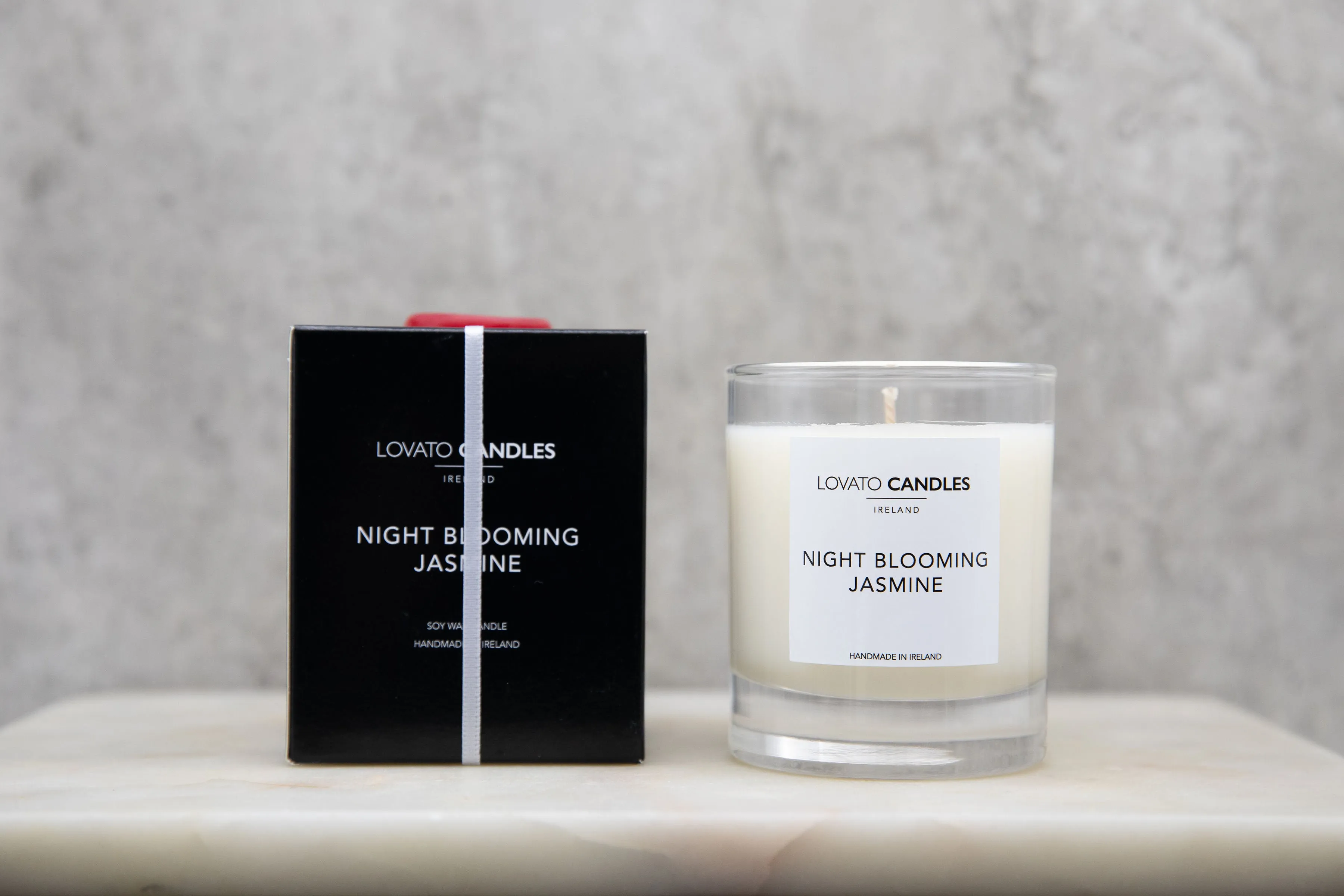 Clear Scented Candle with Luxury Black Box - Night Blooming Jasmine