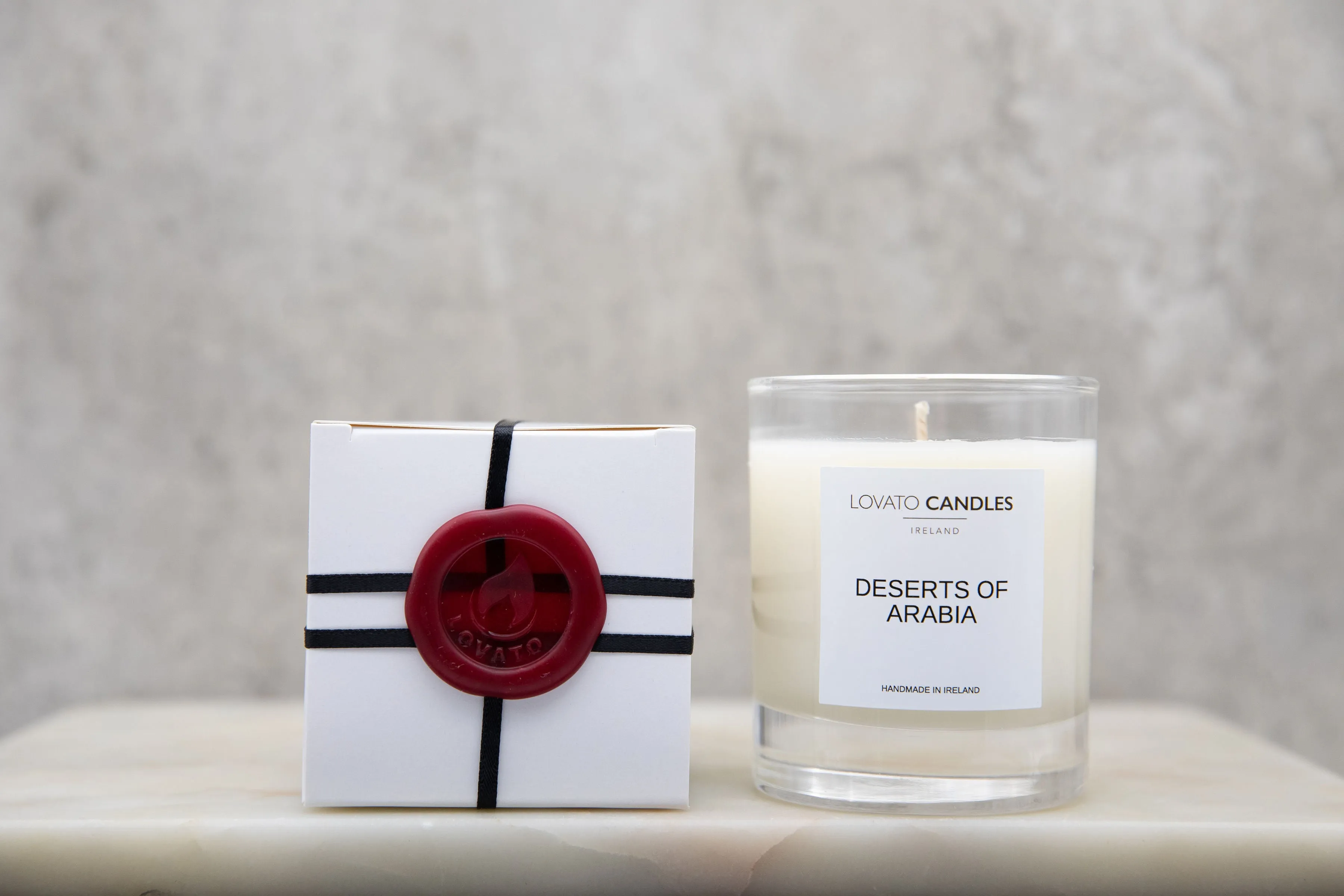 Clear Scented Candle with Luxury White Box - Deserts of Arabia