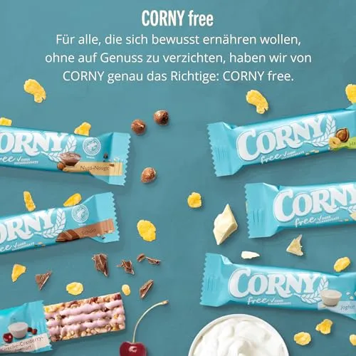 Corny Free Hazelnut Muesli Bars, No Added Sugar, 71 kcal/Bar, 60x20g | Healthy Snack for On-the-Go Energy