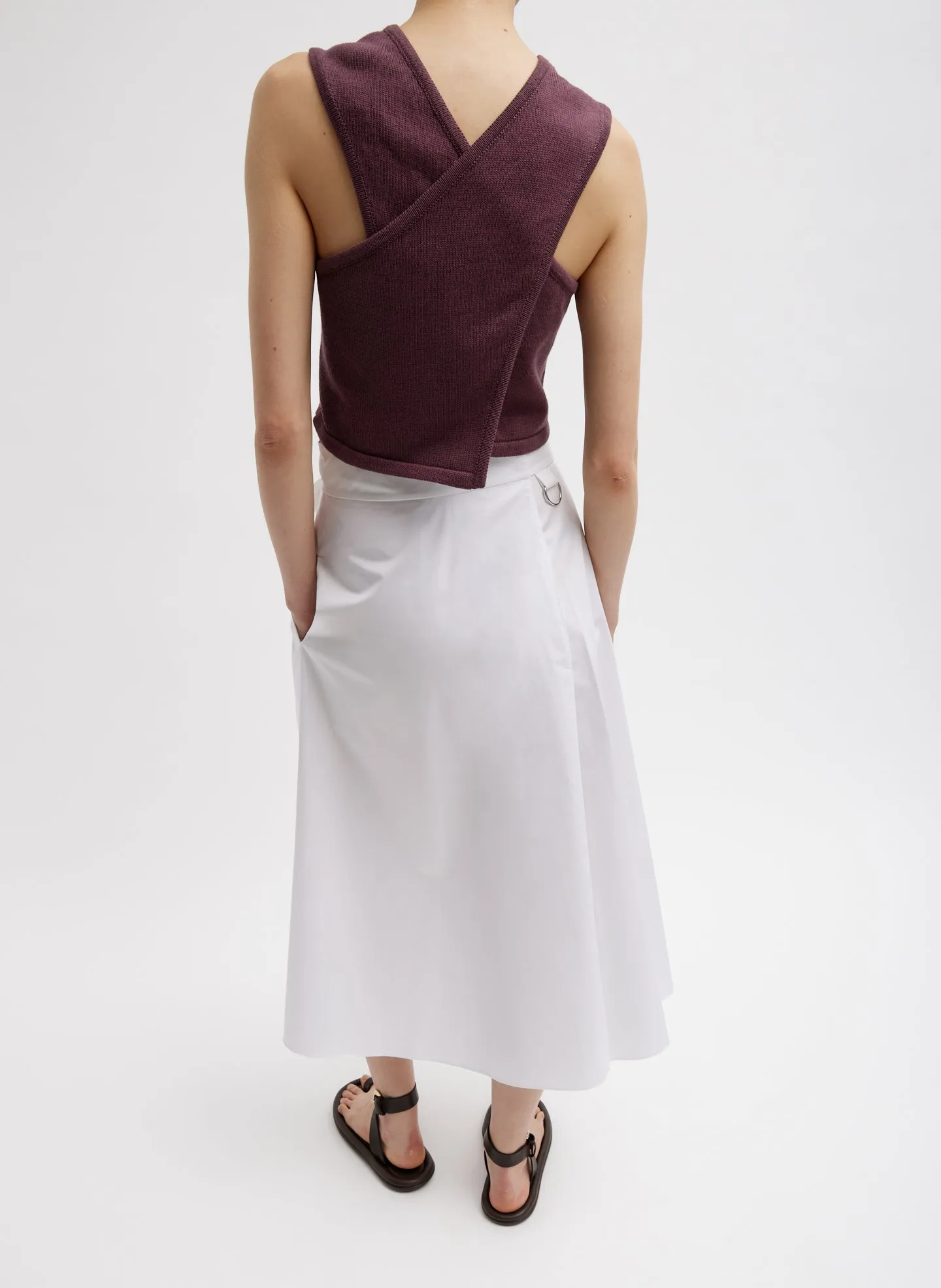 Cotton Criss Cross Cropped Sleeveless Sweater