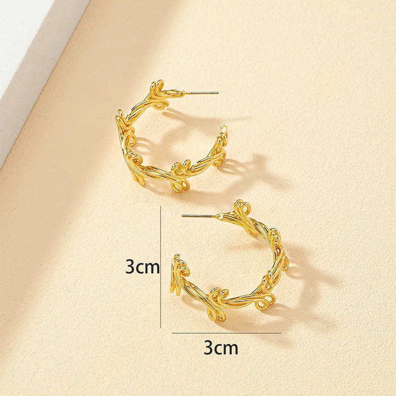 Fried Dough Twists Woven C-Shaped Earrings - Vienna Verve Collection