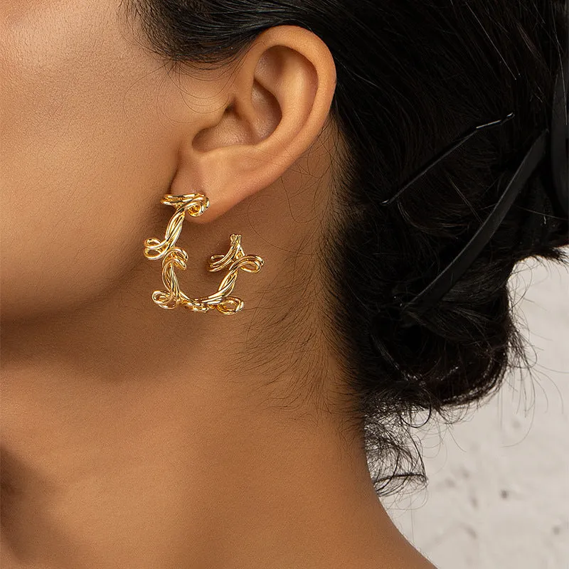 Fried Dough Twists Woven C-Shaped Earrings - Vienna Verve Collection