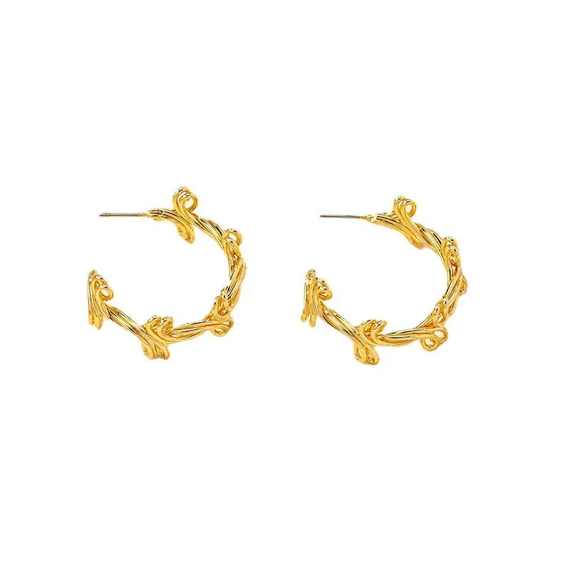 Fried Dough Twists Woven C-Shaped Earrings - Vienna Verve Collection