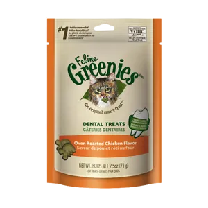 Greenies Feline Oven Roasted Chicken Flavor Dental Cat Treats, 2.5-oz bag