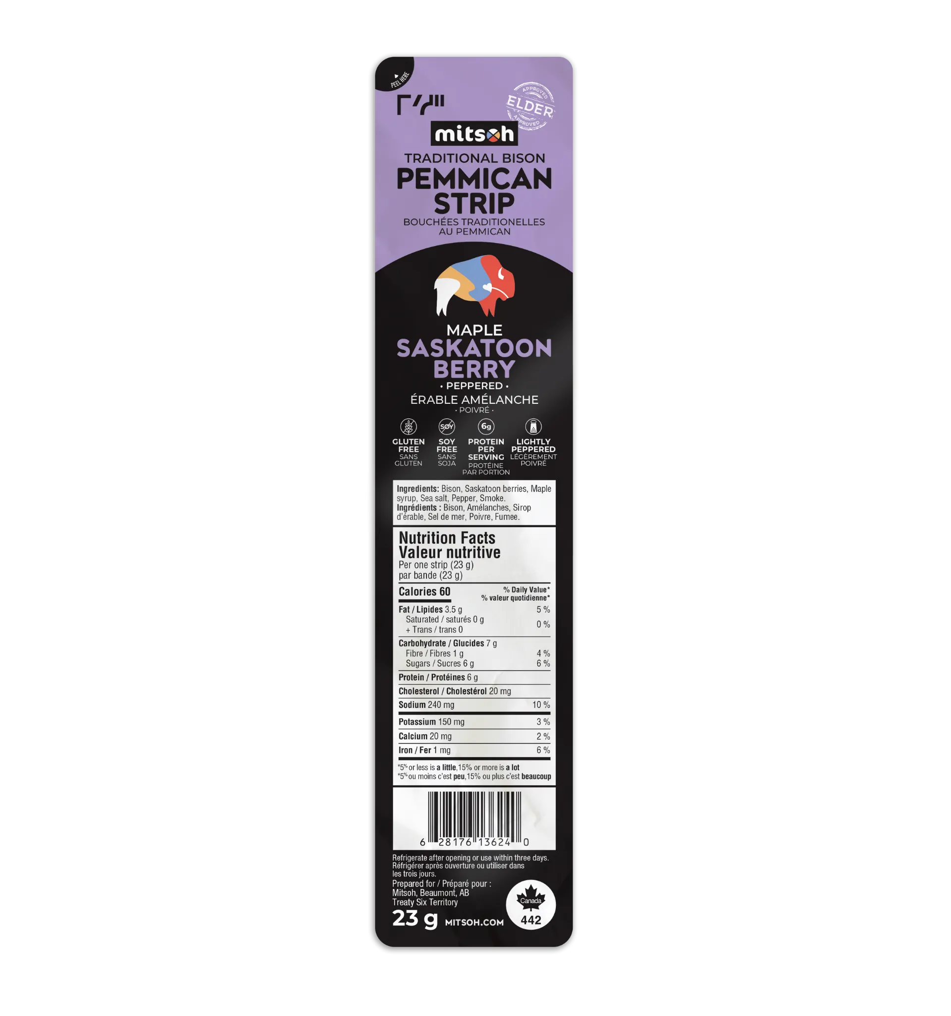 Mitsoh Pemmican Strips - Saskatoon Berry (23g)