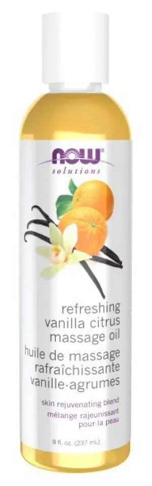 Now Foods Refreshing Vanilla Citrus Massage Oil 8 oz Liquid