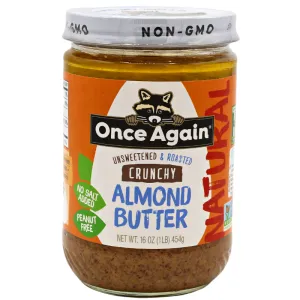 Once Again Almond Butter Crunchy Unsweetened & Roasted 16oz *TPR*