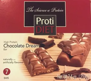 ProtiDiet High Protein Dream Bars - NEW - All flavors - 7 bars - 10 grams protein per bar