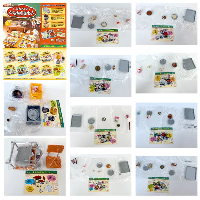 Rare 2006 Re-Ment School Lunch Meal Set Full Set of 10 pcs (Outer box was color fading) <Free Shipping>