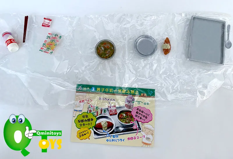 Rare 2006 Re-Ment School Lunch Meal Set Full Set of 10 pcs (Outer box was color fading) <Free Shipping>