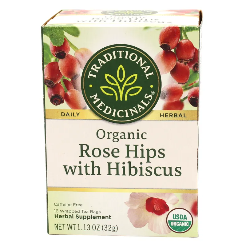 Traditional Medicinals Organic Rose Hips with Hibiscus Tea 16ct