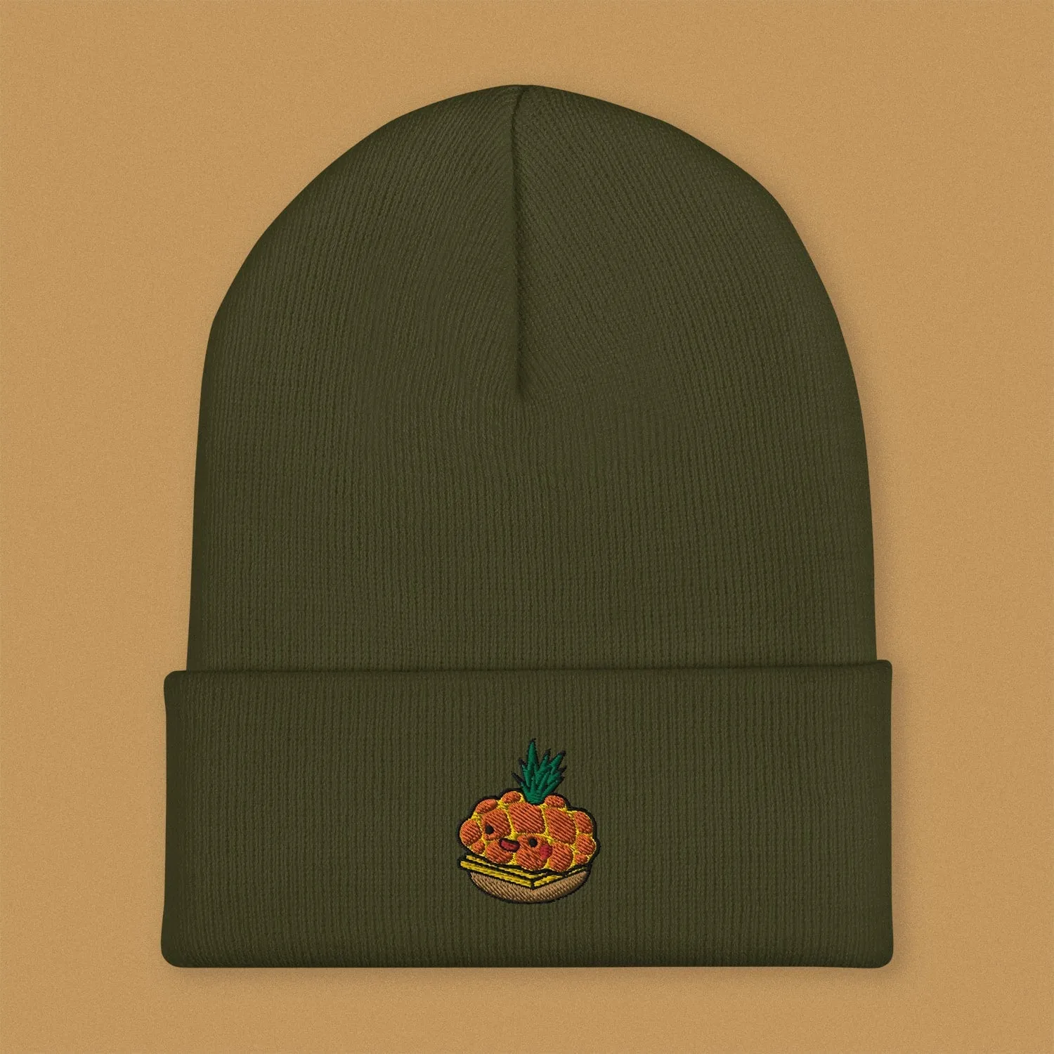 Tropical Pineapple Bun Embroidered Beanie