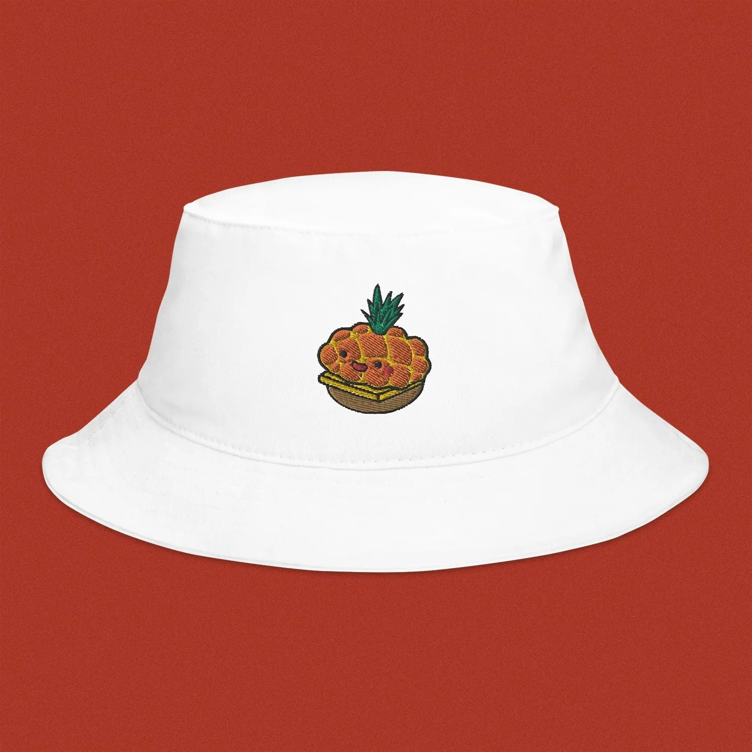 Tropical Pineapple Bun Embroidered Bucket Hat