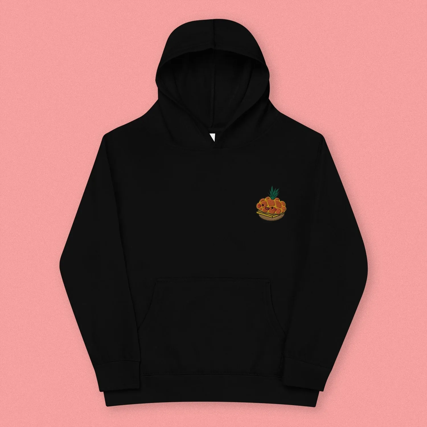 Tropical Pineapple Bun Embroidered Kids Hoodie