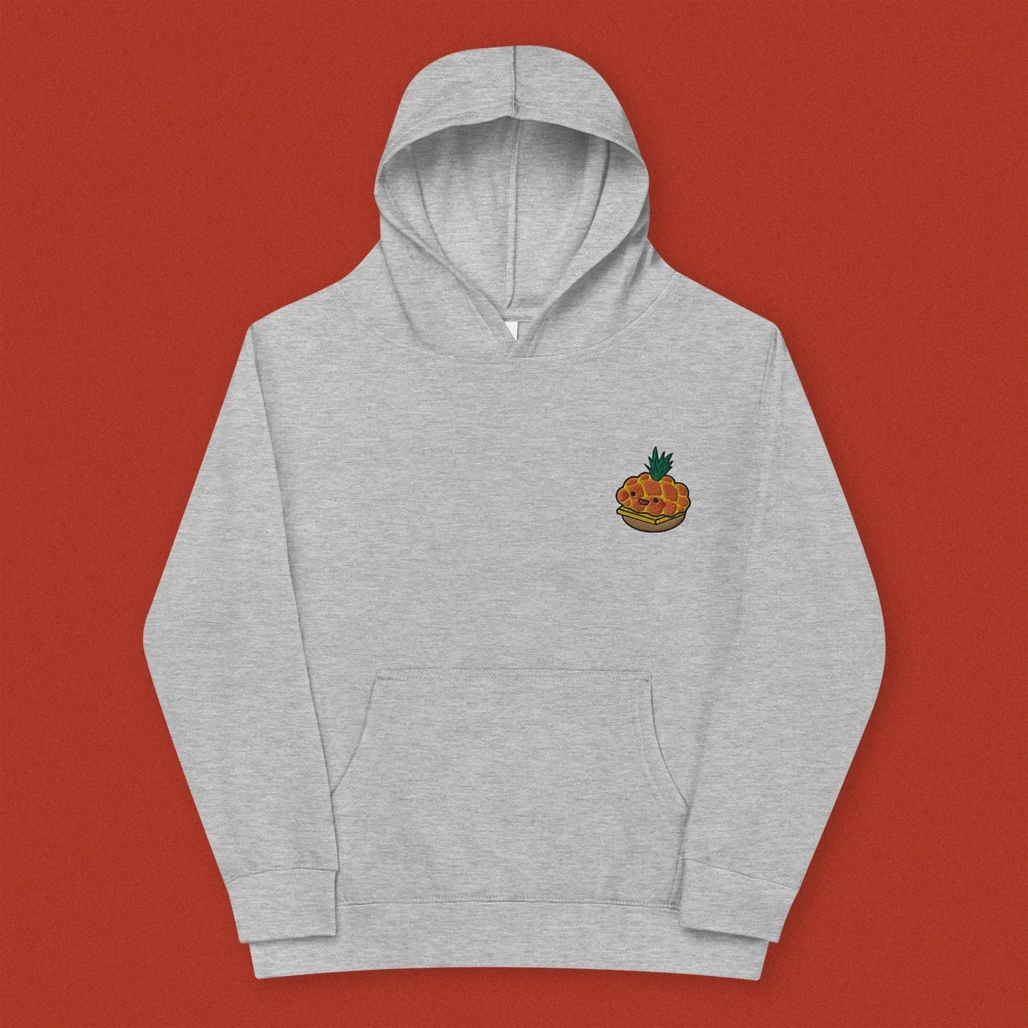 Tropical Pineapple Bun Embroidered Kids Hoodie