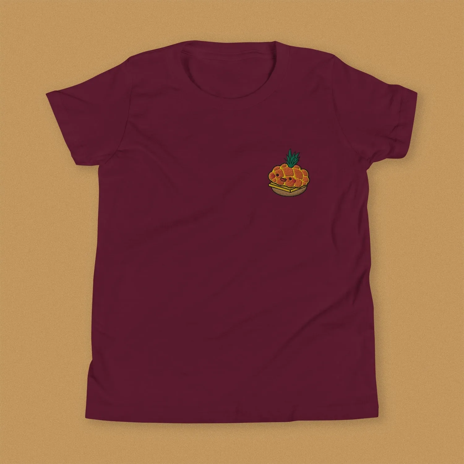 Tropical Pineapple Bun Embroidered Kids T-Shirt