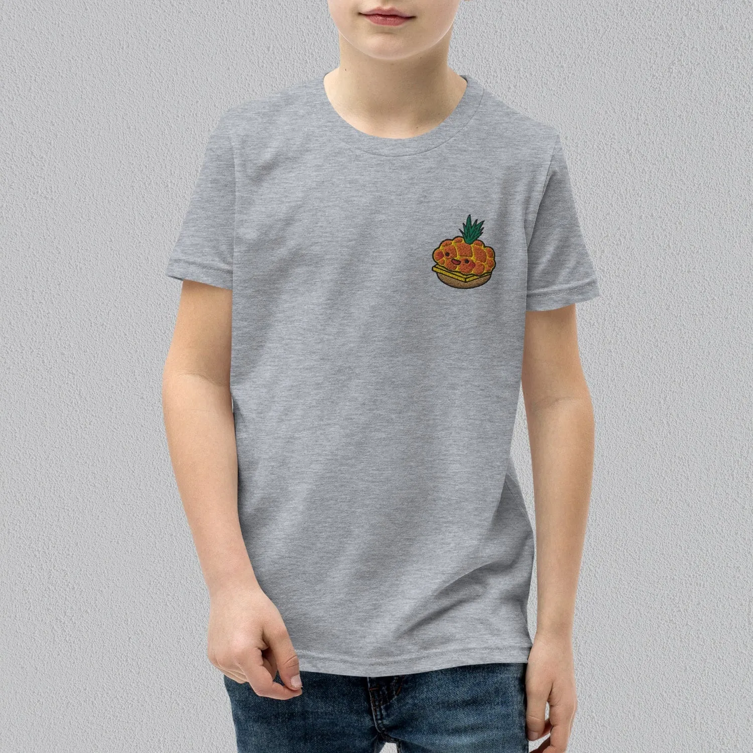 Tropical Pineapple Bun Embroidered Kids T-Shirt