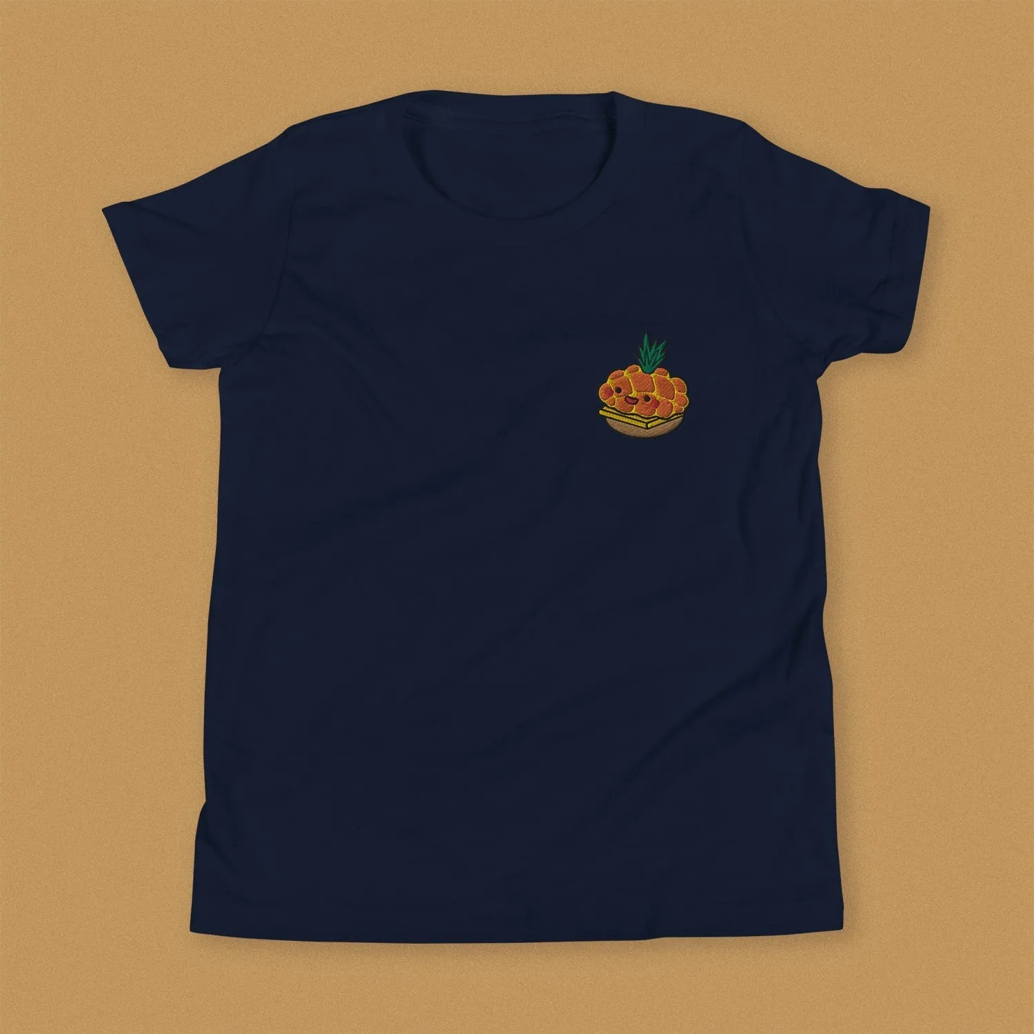 Tropical Pineapple Bun Embroidered Kids T-Shirt